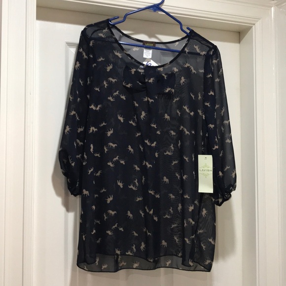 3/$25 ——— 
New Maternity Horse Blouse - Picture 1 of 3